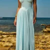 Marcella Ocean Blue geplooide maxi-jurk