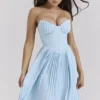Marcella Ocean Blue geplooide maxi-jurk