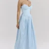 Marcella Ocean Blue geplooide maxi-jurk