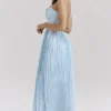 Marcella Ocean Blue geplooide maxi-jurk