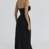 Marcella Zwarte Georgette Maxi-jurk met plooien