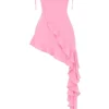Marcia French roze mini-jurk met ruches