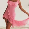 Marcia French roze mini-jurk met ruches