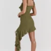 Marcia Olive mini-jurk met ruches