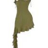 Marcia Olive mini-jurk met ruches