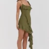 Marcia Olive mini-jurk met ruches