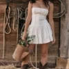 Marcy witte geplooide mini-jurk