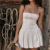 Marcy witte geplooide mini-jurk