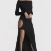 Marella zwarte maxi-jurk met uitsnijdingen