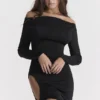 Marella zwarte maxi-jurk met uitsnijdingen