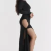 Marella zwarte maxi-jurk met uitsnijdingen