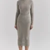 Margo grijze velours doorschijnende gestreepte midirok