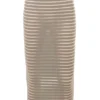Margo grijze velours doorschijnende gestreepte midirok