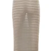Margo grijze velours doorschijnende gestreepte midirok