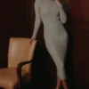 Margo grijze velours doorschijnende gestreepte midirok