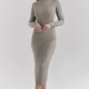Margo grijze velours doorschijnende gestreepte midirok
