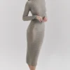 Margo grijze velours doorschijnende gestreepte midirok
