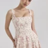 Mariabella crèmekleurige midi-jurk met bloemenprint