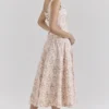 Mariabella crèmekleurige midi-jurk met bloemenprint