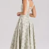 Mariabella Midi-jurk van katoen met salie-bloemenprint