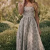 Mariabella Midi-jurk van katoen met salie-bloemenprint
