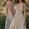 Marilyn Pistachio katoenen halter midi-zomerjurk