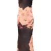 Mariamma donkerbruine maxi-jurk van satijn met bloemenprint