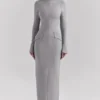 Marie-Louise Lichtgrijze Bodycon Maxi-jurk