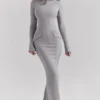 Marie-Louise Lichtgrijze Bodycon Maxi-jurk