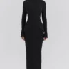 Marie-Louise zwarte maxi-jurk met col