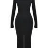 Marie-Louise zwarte maxi-jurk met col