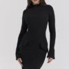 Marie-Louise zwarte maxi-jurk met col