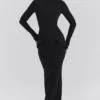 Marie-Louise zwarte maxi-jurk met col