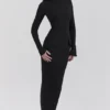Marie-Louise zwarte maxi-jurk met col