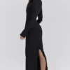 Marie-Louise zwarte maxi-jurk met col