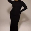 Marie-Louise zwarte maxi-jurk met col