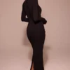 Marie-Louise zwarte maxi-jurk met col
