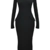 Marie-Louise zwarte maxi-jurk met col
