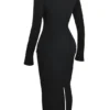 Marie-Louise zwarte maxi-jurk met col