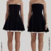 Marilla zwarte fluwelen strapless jurk