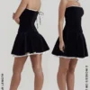 Marilla zwarte fluwelen strapless jurk
