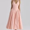 Marilyn Peach katoenen halternek midi-zomerjurk