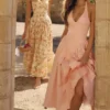 Marilyn Peach katoenen halternek midi-zomerjurk