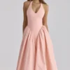 Marilyn Peach katoenen halternek midi-zomerjurk