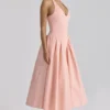 Marilyn Peach katoenen halternek midi-zomerjurk