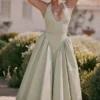 Marilyn Pistachio katoenen halter midi-zomerjurk