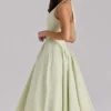Marilyn Pistachio katoenen halter midi-zomerjurk