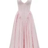 Marilyn Strawberry Shortcake Gingham Halter Midi Zomerjurk