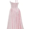 Marilyn Strawberry Shortcake Gingham Halter Midi Zomerjurk