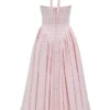 Marilyn Strawberry Shortcake Gingham Halter Midi Zomerjurk